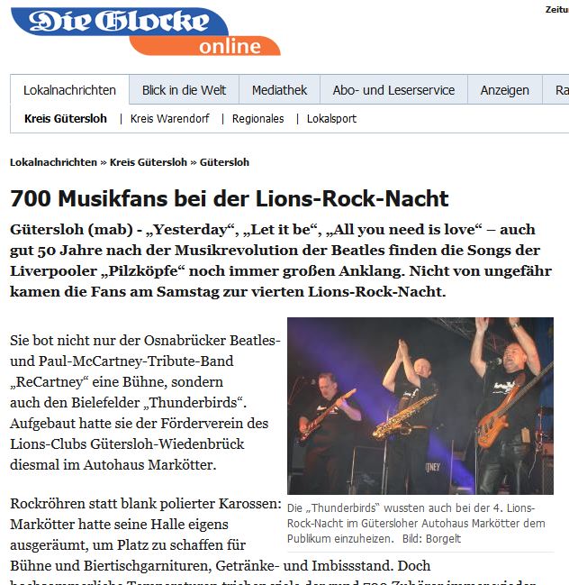 Pressebericht Lions Rock Nacht Lions Club Gütersloh-Wiedenbrück